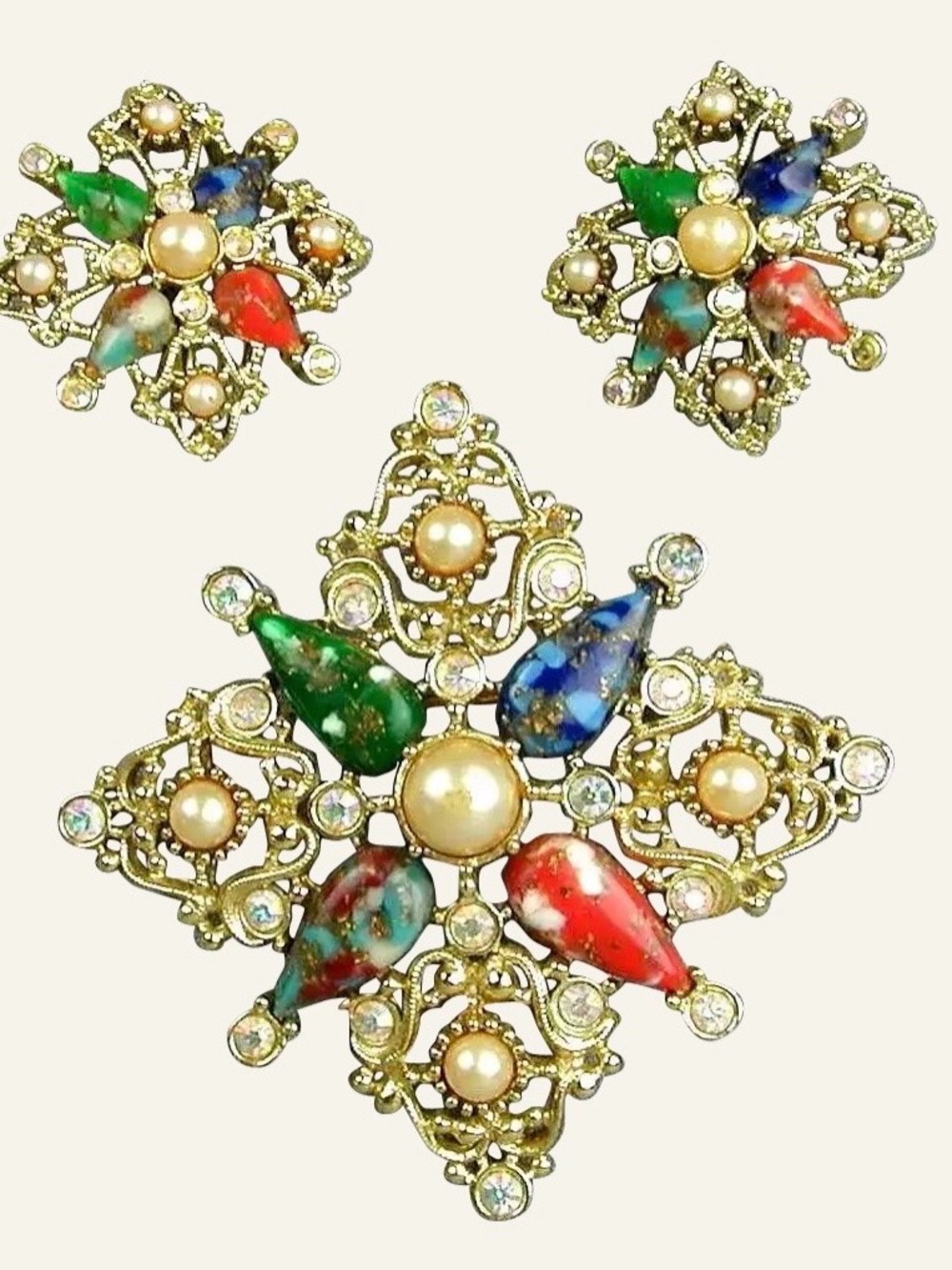 #90 Sarah Coventry “Galaxy” Brooch & Earrings Set